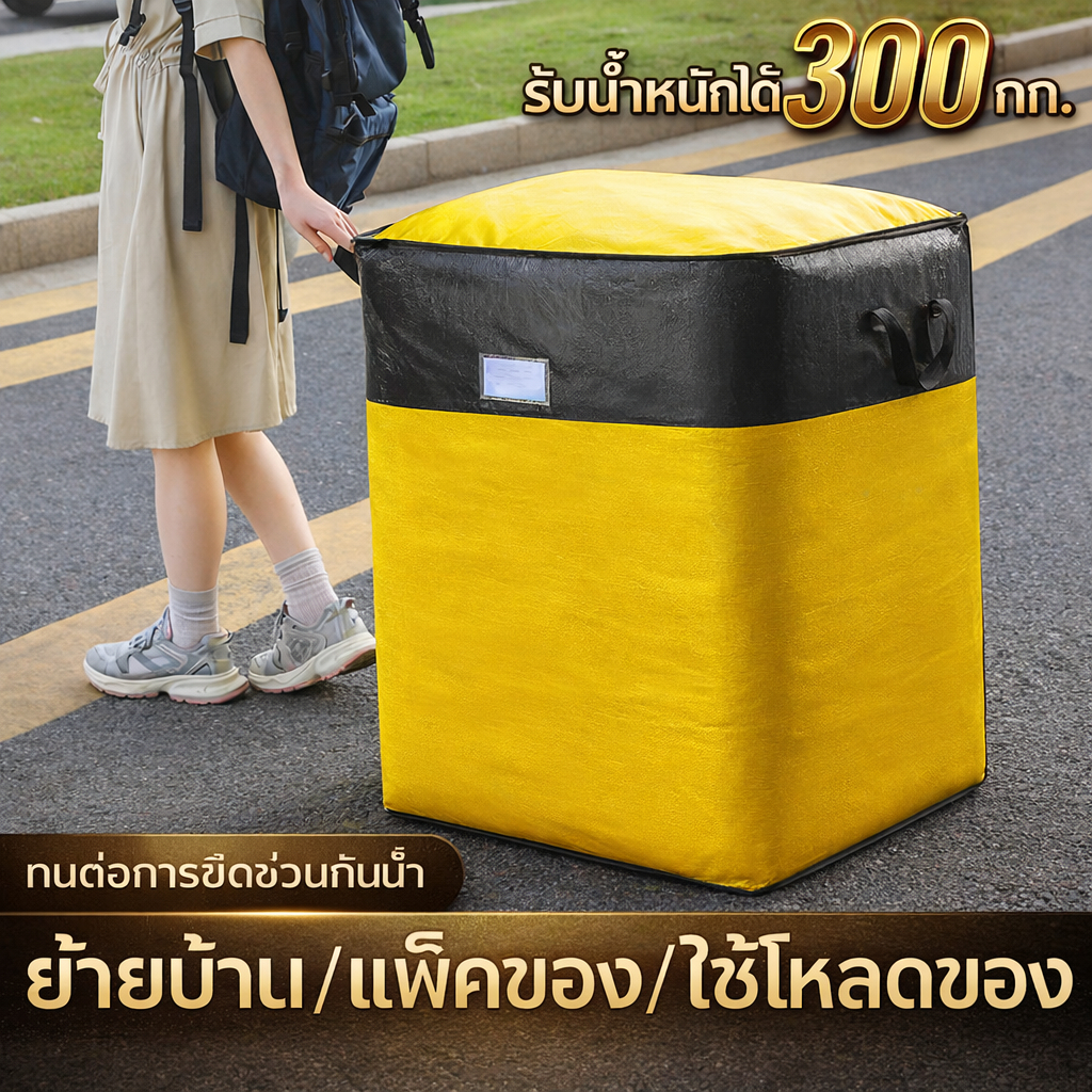 ถุงเก็บของขนาดใหญ่พิเศษ สำหรับผ้านวม เสื้อผ้า ผ้าห่ม ของเล่น รุ่นหนาพิเศษ PE/PP กันน้ำ กันชื้น มือจับเสริมแรง พับเก็บได้