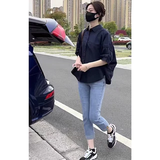 *พร้อมส่ง*เชิ้ตแขนสั้นหลวมสบายๆ คอปก เชิ้ตผู้หญิง เสื้อมินิมอล โอเวอร์ไซส์ ใส่ทำงาน รุ่นยอดฮิต#F069