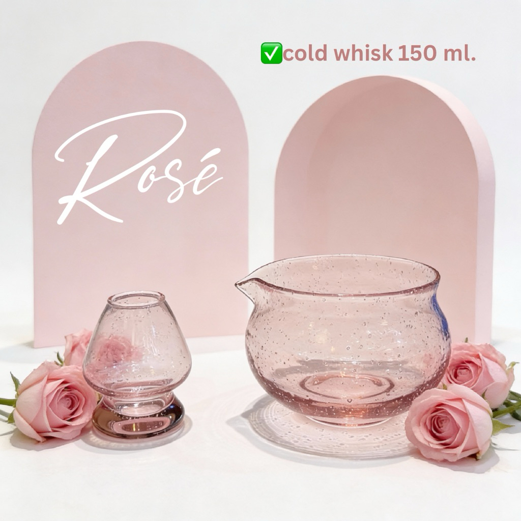 Rosé matcha handmade bowl, ชามแก้วมัทฉะ Rosé chawan