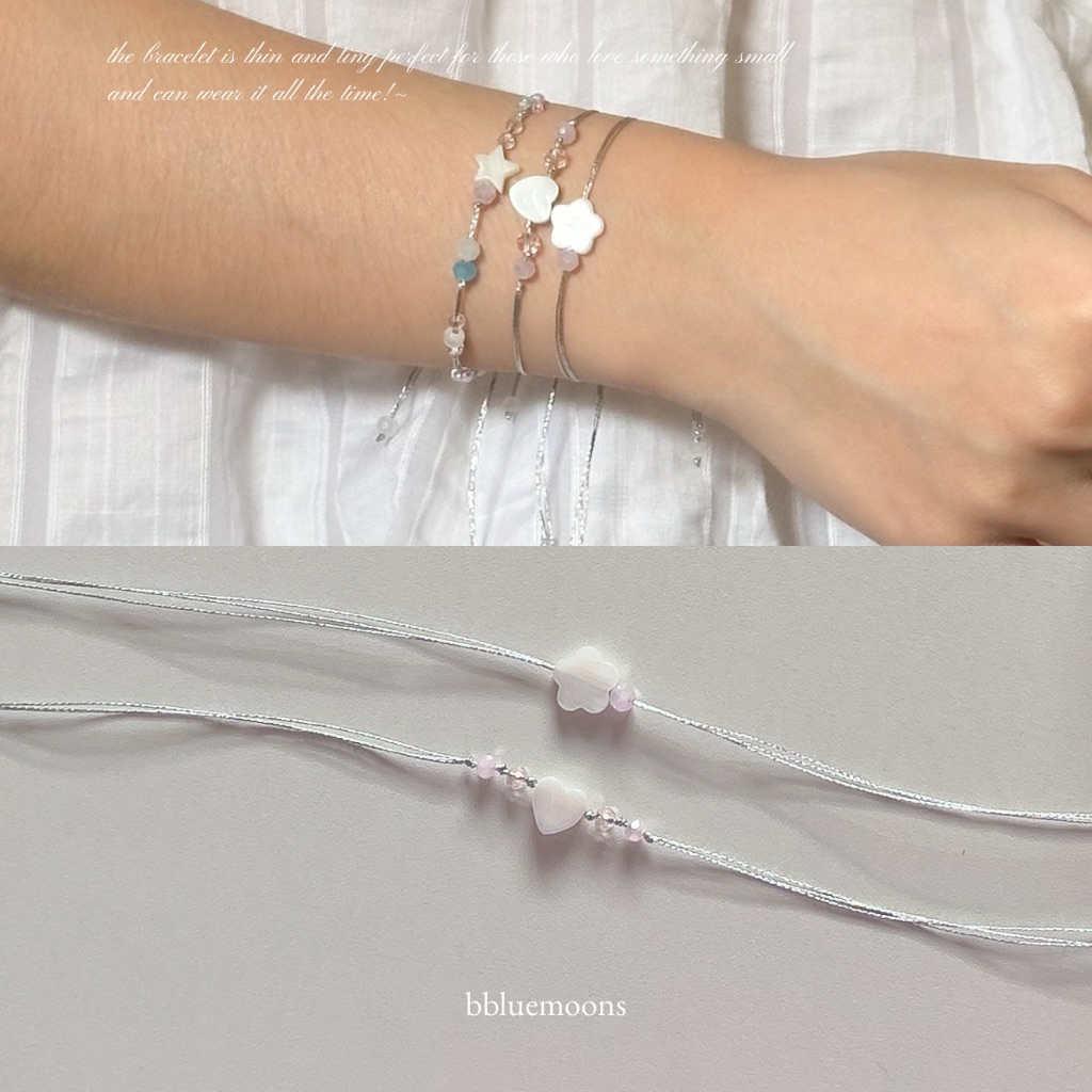 กำไลข้อมือเชือกสีเงิน ✨ silver string bracelets 🤍