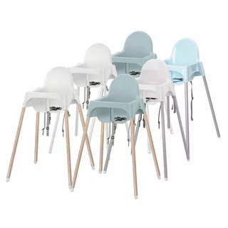 IKEA ANTILOP เก้าอี้สูง เก้าอี้กินข้าวเด็ก พร้อมถาดวาง ขาว ฟ้า ขาสีเทา ขาว ไม้