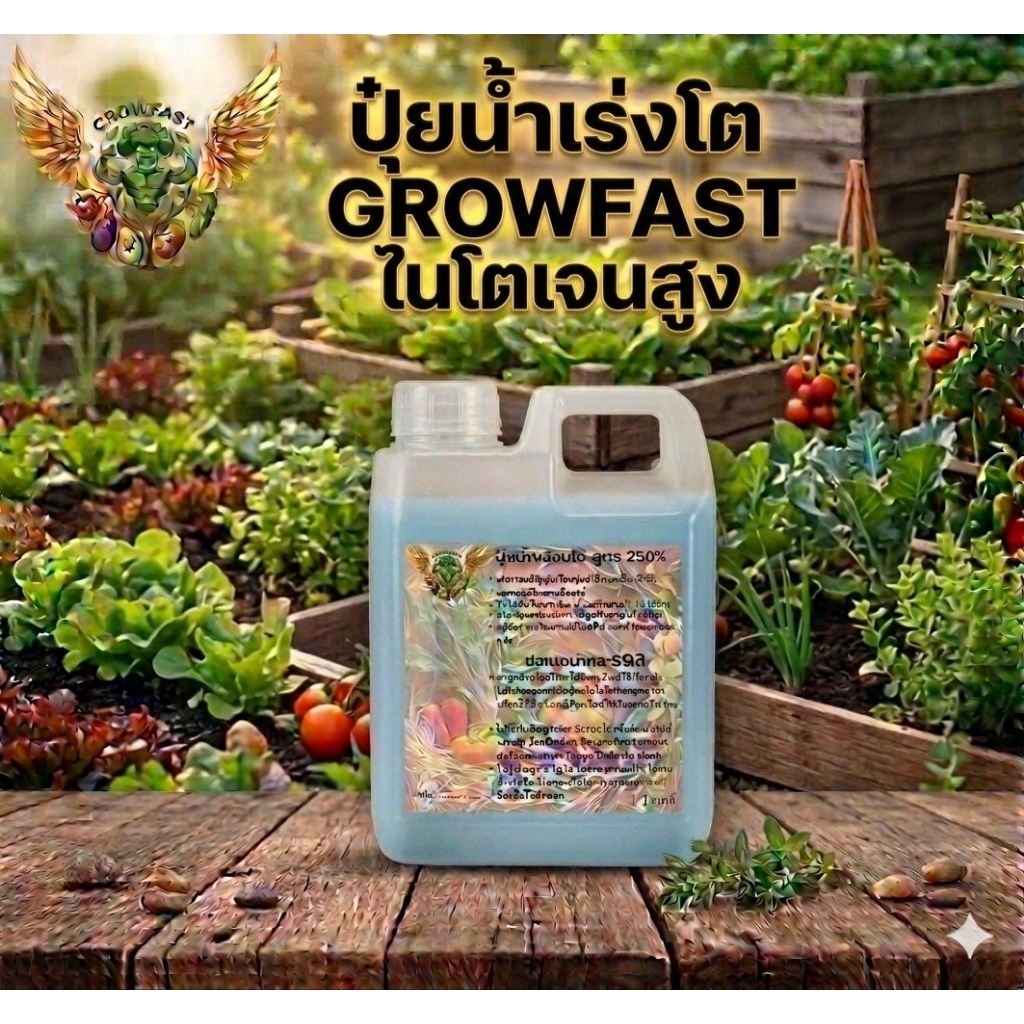 ปุ๋ยน้ำ 25-5-5 เร่งโต GROWFAST สูตรเข้มข้นพร้อมใช้ระเบิดรากยืดลำต้นแตกยอดไว ขนาด 1 ลิตร