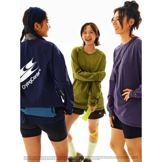 CryingCenter เสื้อยืดคอกลมแขนยาวสำหรับออกกำลังกาย Marathon Running Long Sleeve T-Shirt