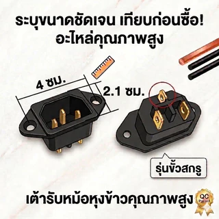 อะไหล่กระทะไฟฟ้า ขั้วปลั๊กตัวผู้ 3 ขาแบน (ทองเหลือง) ฟรีน็อต ใส่หม้อหุงข้าว เตาหมูกระทะ ปลั๊กคอม เต้ารับ AC 3 Pin