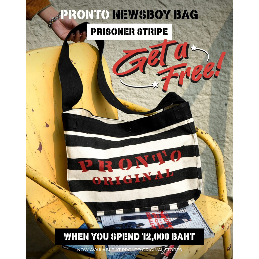 กระเป๋า Pronto Original Newsboy Bag Prisoner Stripe ของใหม่ มือ1