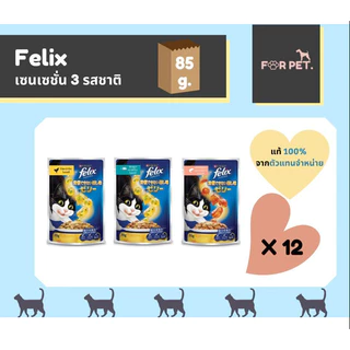 FELIX เฟลิกซ์ อาหารแมวแบบเปียก ทุกรสชาติสำหรับแมวทุกตัว 1โหล (12x85g)