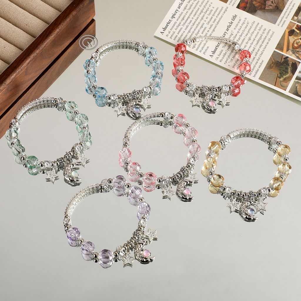 L369 กำไลข้อมือรูปพระจันทร์และดวงดาว สีสวย แวววาว พร้อมส่งจากไทย