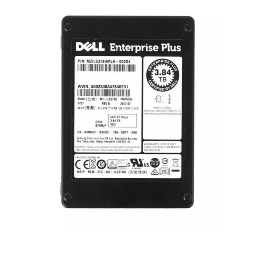Dell Enterprise Plus 4TB SSD SAS 3.84TB 12Gbps 2.5" MZILS3T8HMLH PM1633a DP/N 04NMJF hot-plug HDD ฮา
