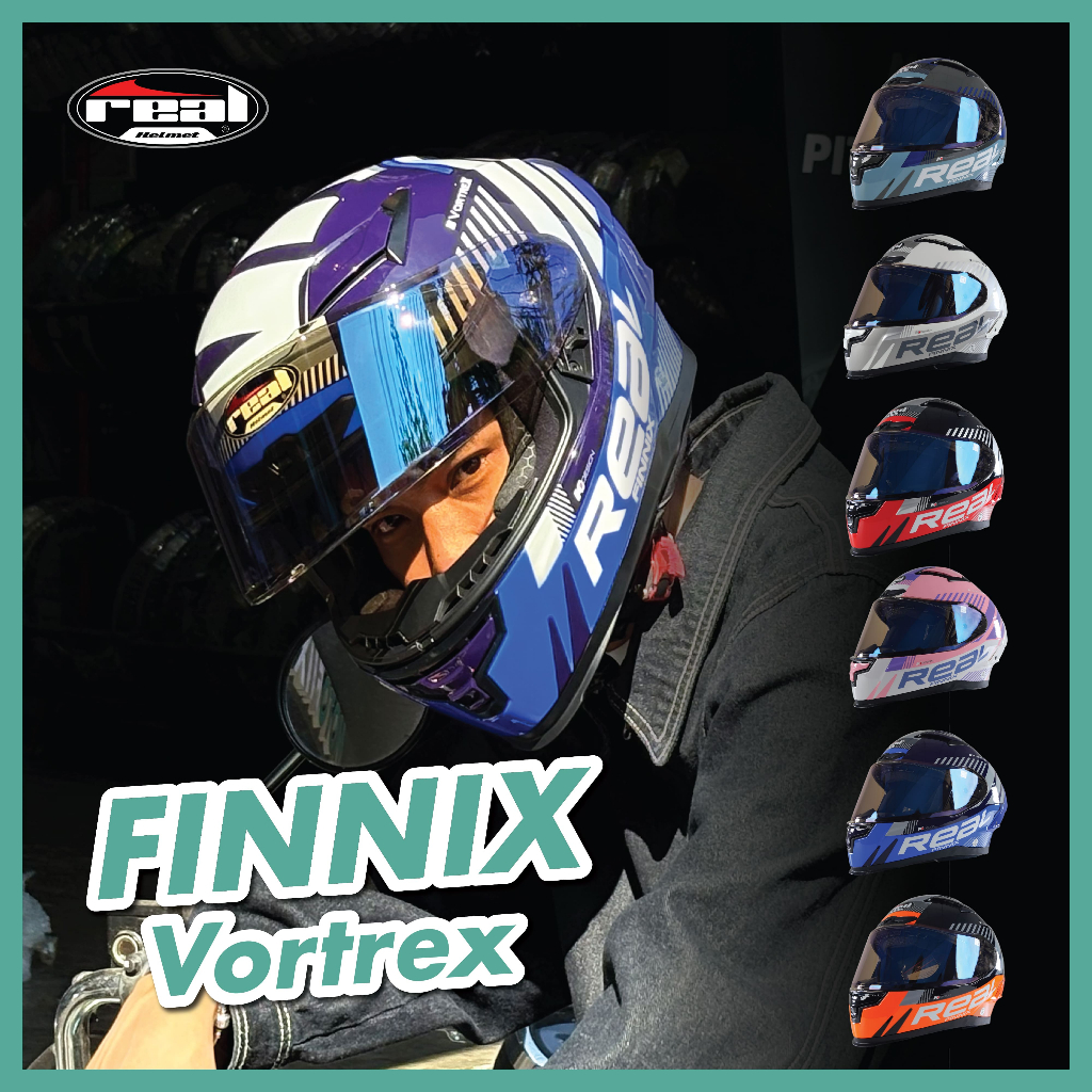 ใหม่ล่าสุด!!! หมวกกันน็อคเต็มใบ Real รุ่น Finnix Vortrex รุ่นใหม่ล่าสุดปี 2026 ส่งไว!!