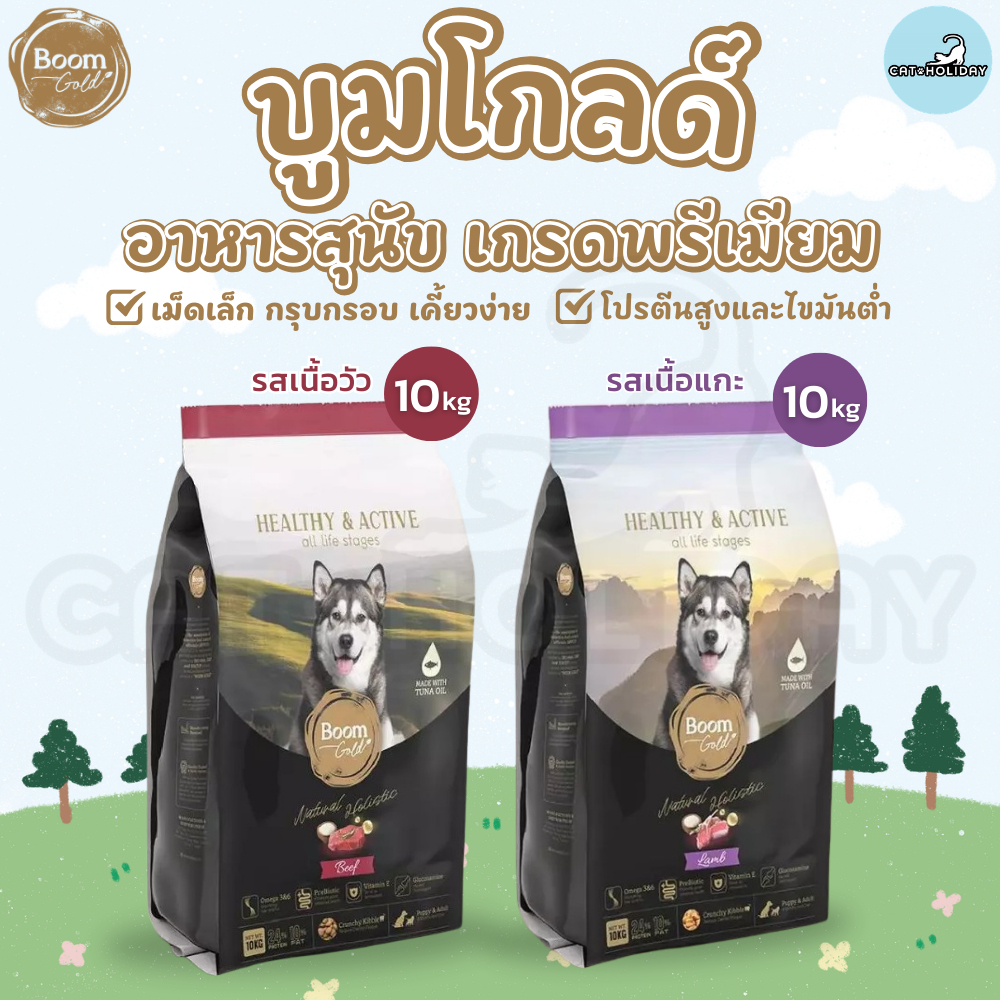 [ กระสอบ 10kg ] อาหารสุนัข Boom Gold บูมโกลด์ อาหารเม็ดสุนัข เกรดพรีเมียมจากเนื้อสัตว์แท้ เม็ดเล็ก เ