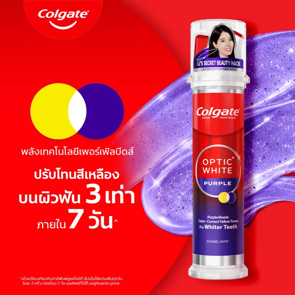 [ซื้อ1แถม1 กด1แถม1]ยาสีฟัน คอลเกต อ๊อพติค ไวท์ เพอร์เพิล บีดส์ สมาร์ทปั๊ม 130 กรัม Colgate Purple Beads Smart Pump 130 thumbnail 5