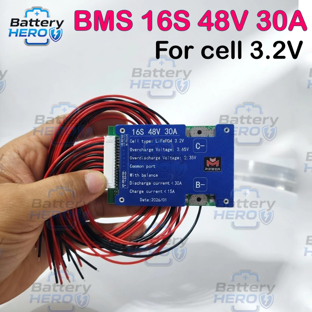 บอร์ด BMS 16S 48V 30A, 40A, 50A สำหรับแบต LiFePo4 32650 (3.2V) สำหรับ แบตเตอรี่ลิเธี่ยมฟอสเฟต พร้อมส่งจากไทย