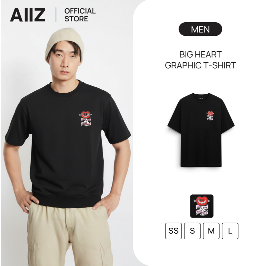 AIIZ เสื้อยืดแขนสั้น Big Heart Graphic T-Shirt – โปรปัง