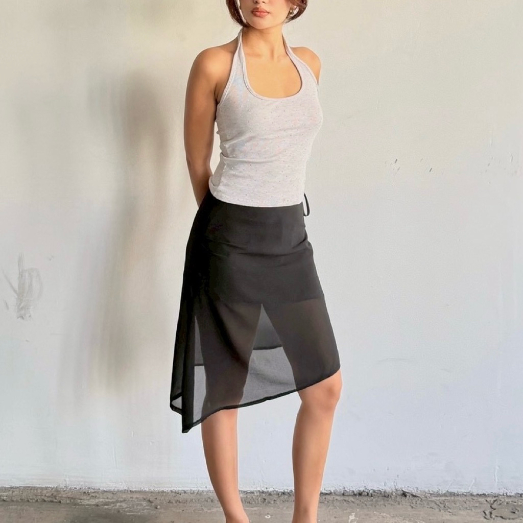 [พร้อมส่ง] TuesdeStudios - Naomi Skirt Sheer Layered Asymmetrical Skirt ผ้าชีฟองพริ้วมีซับในใส่สบาย