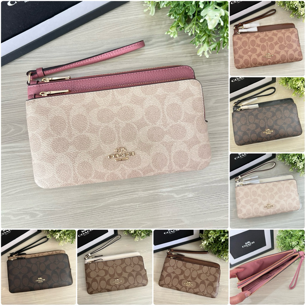 พร้อมส่งแท้ 💯%🇺🇲 Coach Double Zip Wallet Signature Canvas • Style No. C5576 | C7313