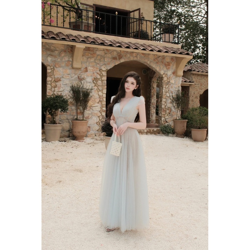 พร้อมส่งในไทย‼️sovintage blue dress🦋