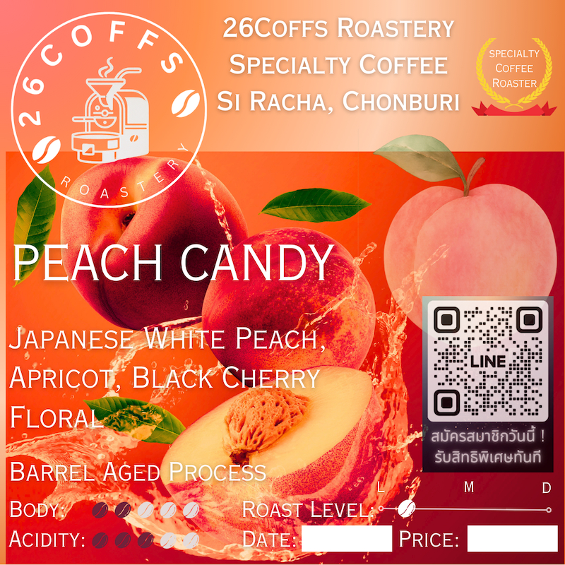 Peach Candy เมล็ดกาแฟ Specialty สายพีชอีกตัว ที่ต้องลอง คั่วอ่อน 100G