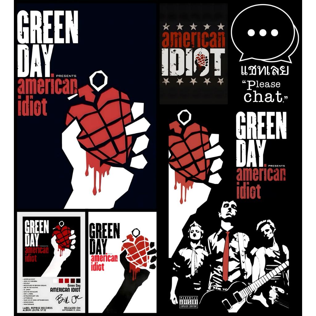 โปสเตอร์ วงดนตรี ร็อค กรีนเดย์ Green Day American Idiot 2004 POSTER 11.5"x16.5" นิ้ว A3 American Pun