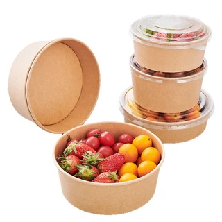 **สินค้าเข้า15เดือนนี้**[แพ็ก50ชิ้น]ชามกระดาษคราฟท์ FoodGrade ฝาPETใส ปิดสนิทกันซึมกันมัน/คาเฟ่ 500/750/1000ML