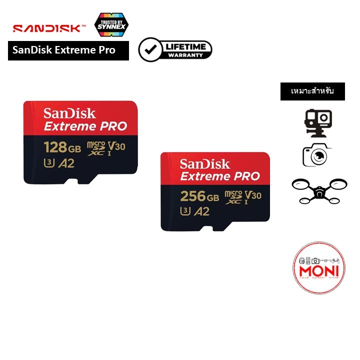 SanDisk Extreme Pro microSDXC V30, U3, C10, A2, UHS-I,เมมโมรี่การ์ด ประกันศูนย์ Synnex