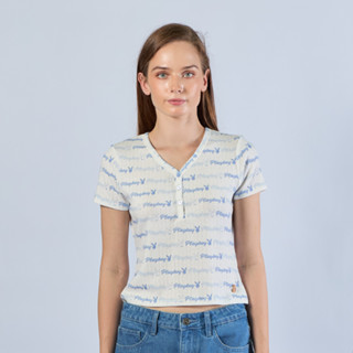 PLAYBOY   เสื้อผ้าผู้หญิง/เสื้อ/เสื้อยืดสีขาว รุ่น P1WT261TF…