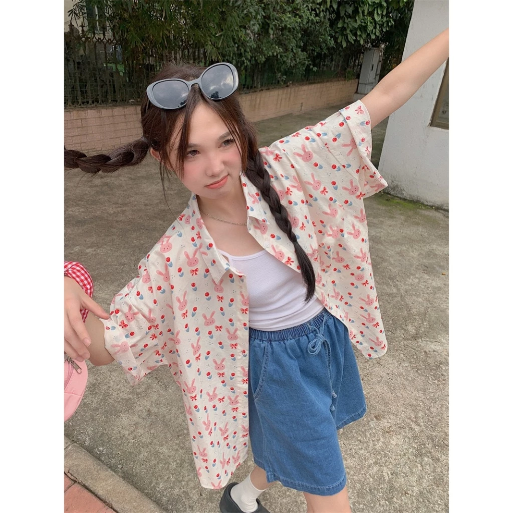 Bella Shop เสื้อลายดอกไม้ แขนสั้น ทรงหลวม ใส่สงกรานต์ thumbnail 8