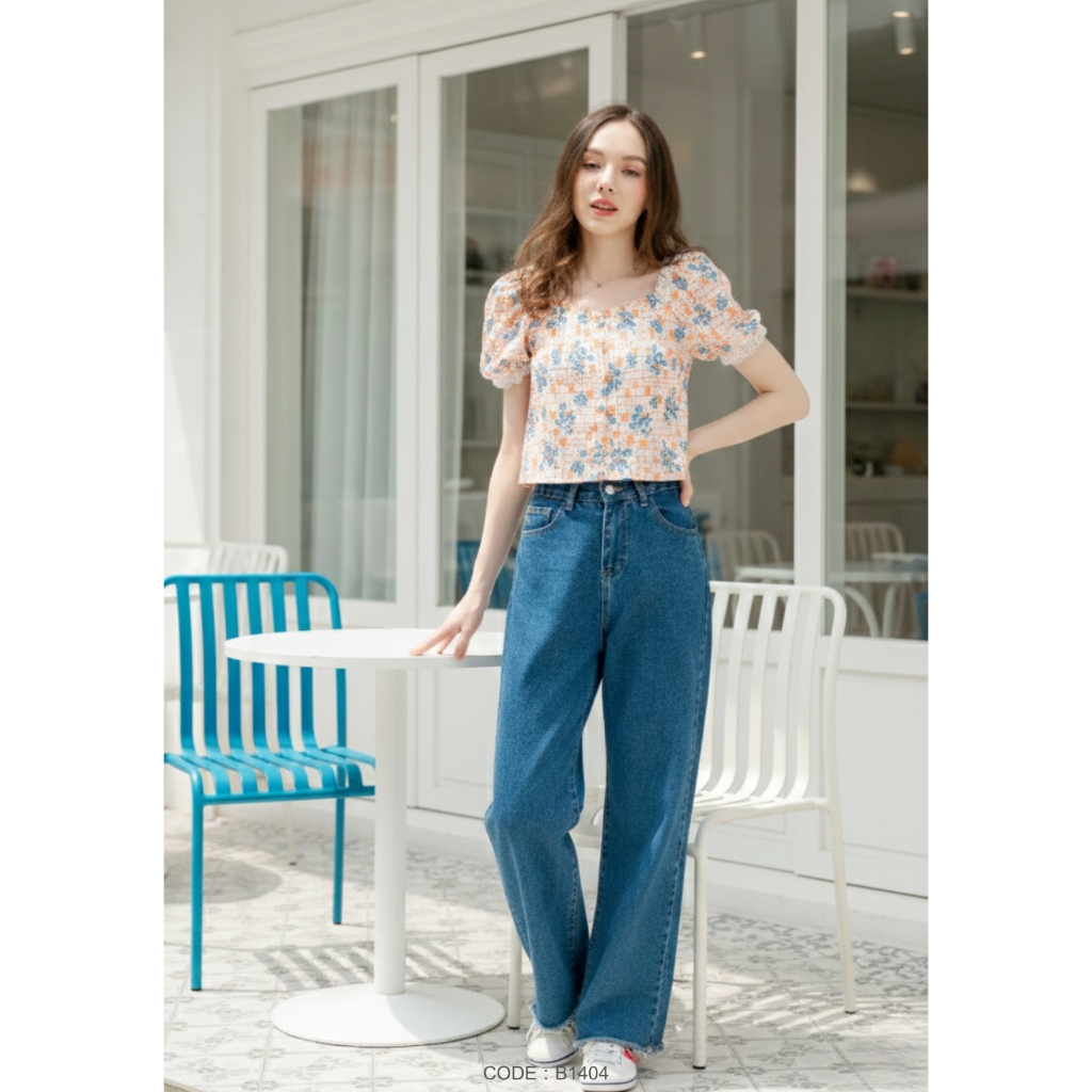 AMILA Blouse AM-B1404 Cotton ปริ้นท์ แขนสั้น IGPU26-2 ราคา ถูกที่สุด ดีลบีเคเค แกลเลอรีภาพที่ 2