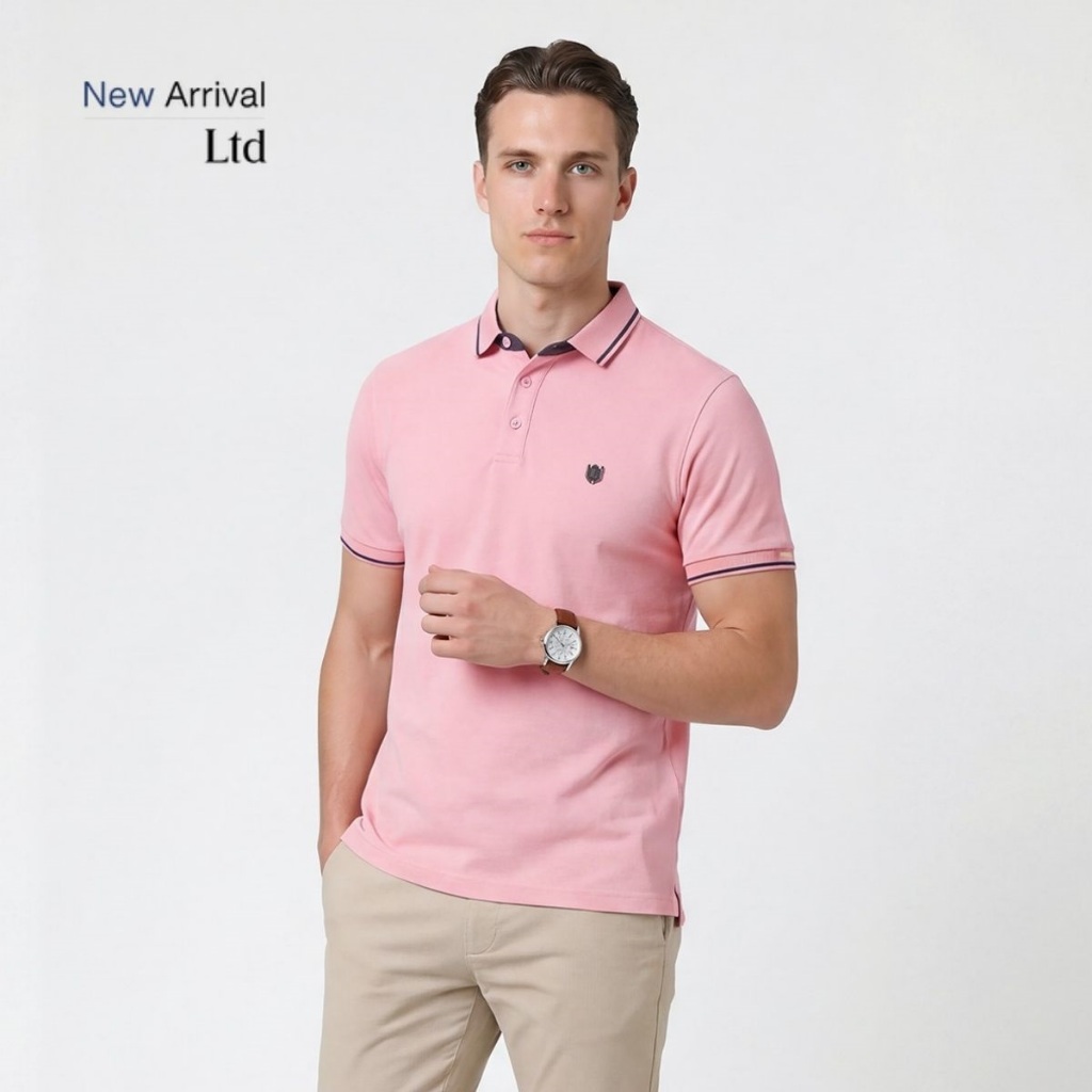 LTD เสื้อโปโลแขนสั้น ผู้ชาย สีชมพู | New Gen Polo Shirt | 00981