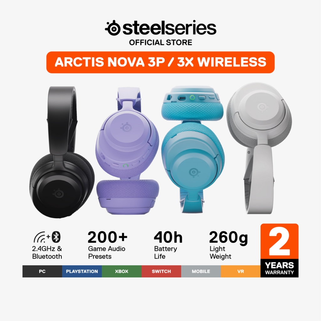 SteelSeries Arctis Nova 3P / 3X Wireless Gaming Headset หูฟังเกมมิ่งไร้สาย BT + 2.4Ghz รองรับ App