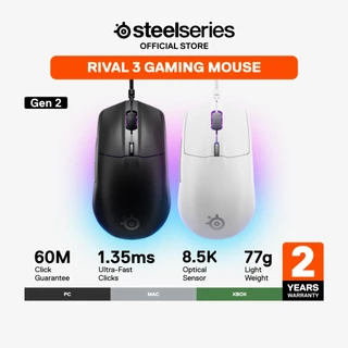 SteelSeries Rival 3 Gen 2 Gaming Mouse เม้าส์เกมมิ่ง 6 ปุ่ม 8,500 DPI TrueMove Core Sensor