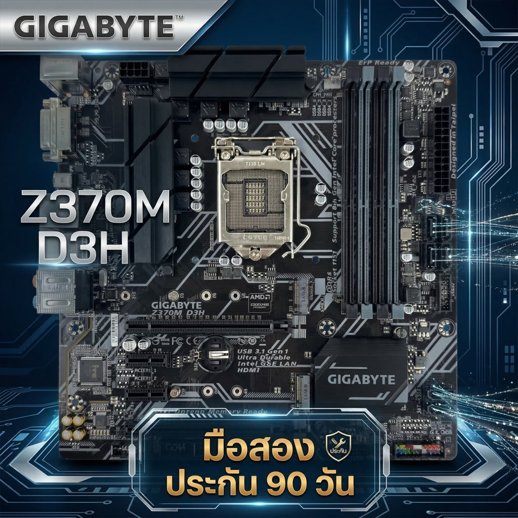[มือสอง] GIGABYTE Z370M D3H (LGA 1151) สภาพสวย ครบฝาหลัง ประกันร้านยาว 90 วัน