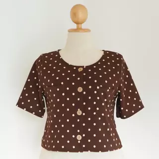 ANNNEW ชุดเซ็ทผ้ายืดมูลเวฟเสื้อคลุมลายจุด+กางเกงกระโปรง 3022T