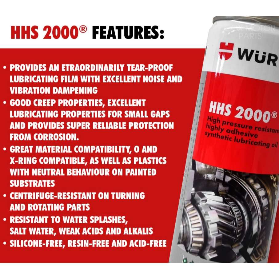 WURTH HHS 2000 สเปรย์จาระบีใสเอนกประสงค์ 500 ML