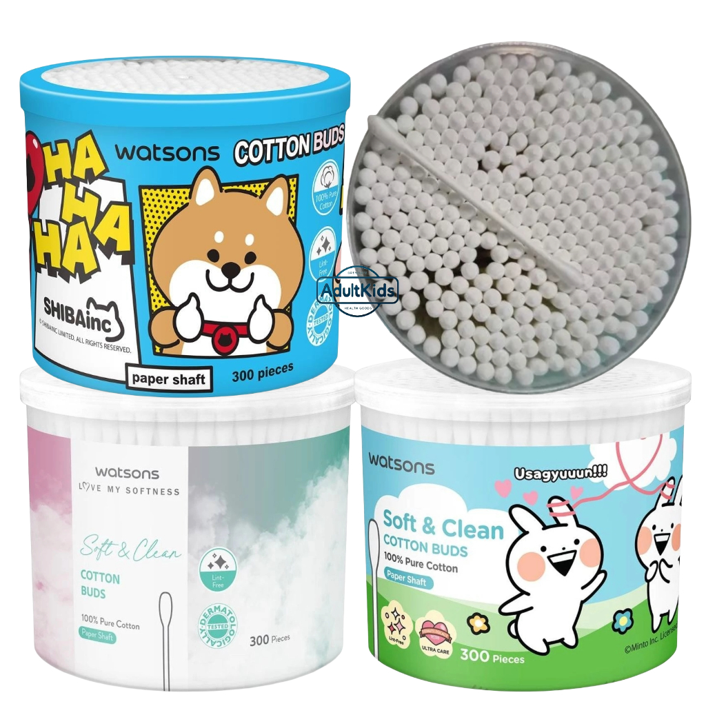watsons วัตสัน สำลีก้านกระดาษ 300 ก้าน สำหรับใช้ในการทำความสะอาด หัวสำลีผลิตจากฝ้ายธรรมชาติ 100%