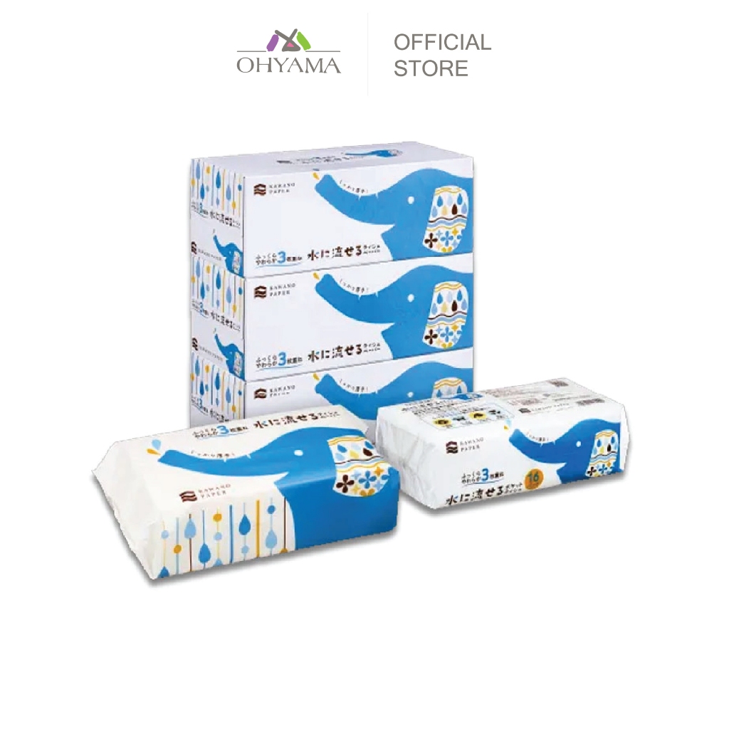 KAWANO PAPER 3 LAYERS FLUSHABLE TISSUE คาวาโนะ ทิชชู่ละลายน้ำได้