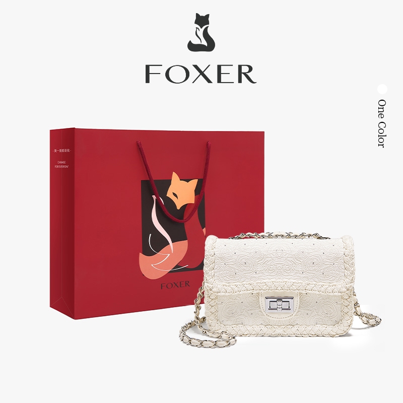 FOXER กระเป๋าผ้าสะพายข้างสำหรับผู้หญิง กระเป๋าสะพายไหล่สุดเก๋ ของขวัญสำหรับผู้หญิง