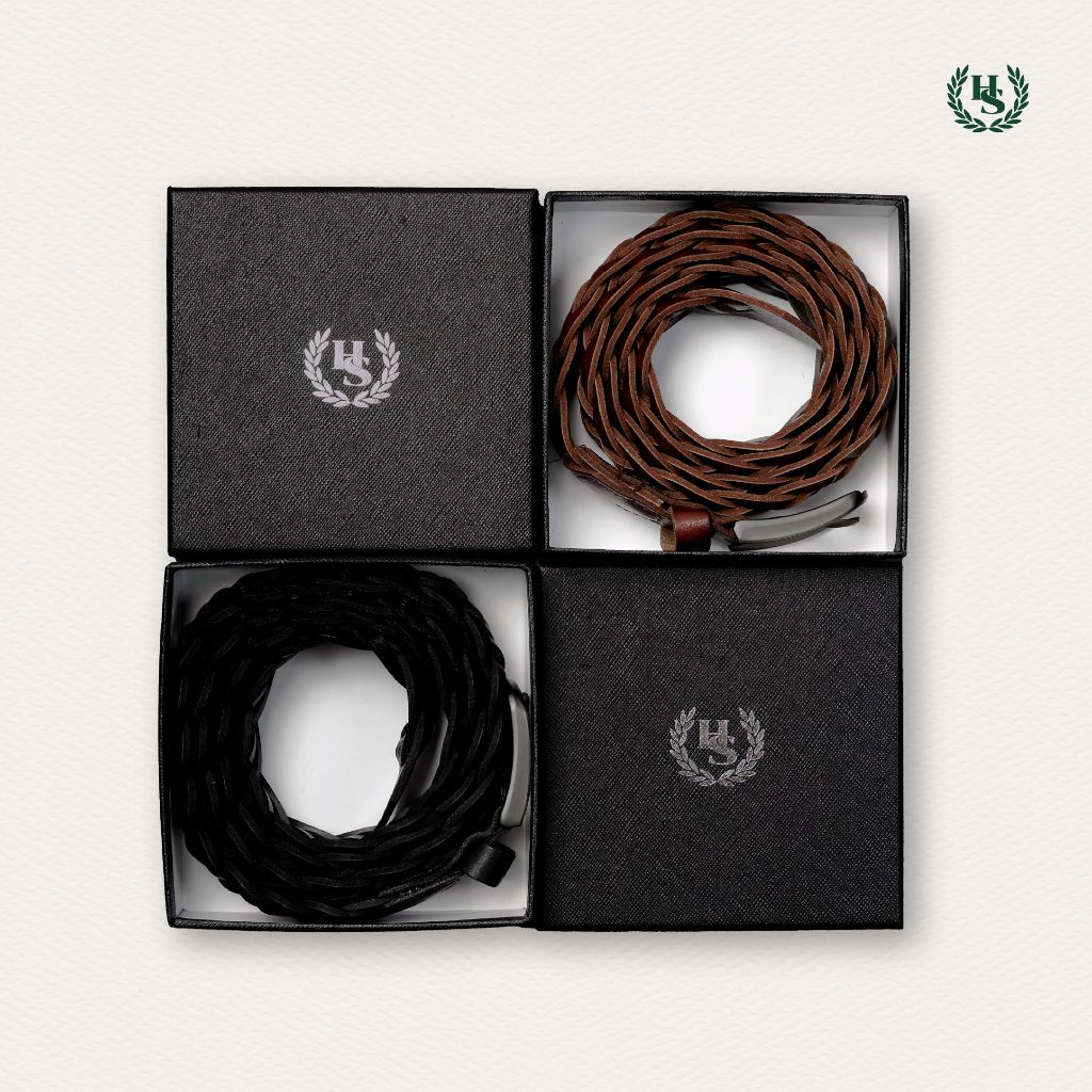 Highschool Summer Collection : Clubhouse Plaited Leather Belt เข็มขัดหนังแบบถัก - ACB99029 รูปที่ 2