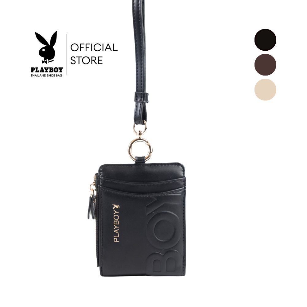 Playboy รุ่น VICE Wallet กระเป๋าสตางค์มีสายคล้องคอในตัว รหัส ST-WA261PB118 ดีไซน์ปั๊มนูน สี มี 3 สี
