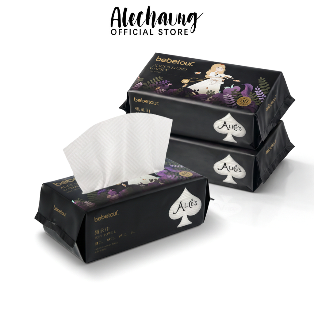 Alechaung กระดาษเช็ดปาก กระดาษทิชชู่ Soft Tissue หนานุ่ม ใหญ่พิเศษ บรรจุ 60แผ่น