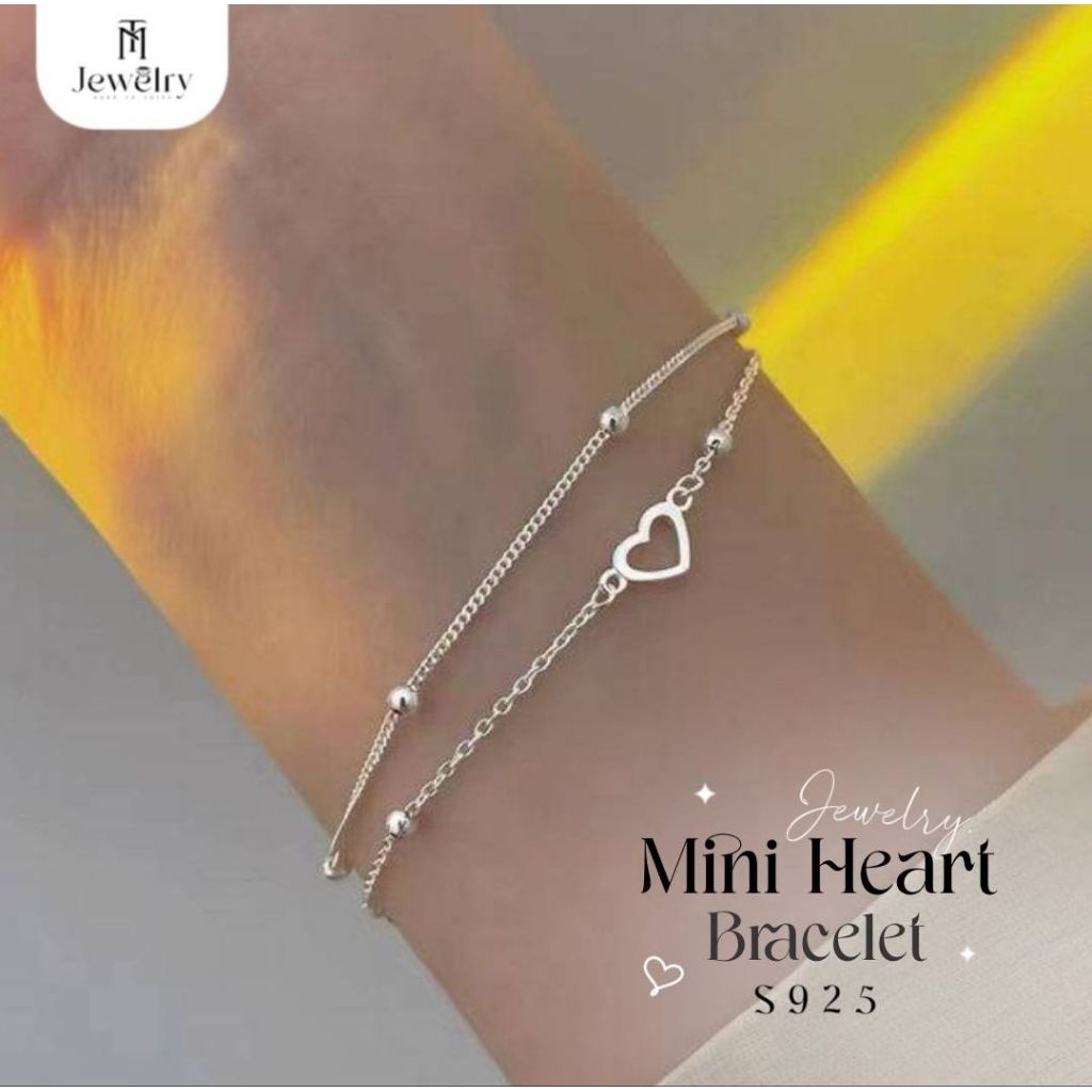 TM Jewelry✨ สร้อยข้อมือเงินแท้ 92.5% รุ่น Mini Heart ✨ จี้หัวใจมินิมอล สร้อยข้อมือผู้หญิง กำไลข้อมือ