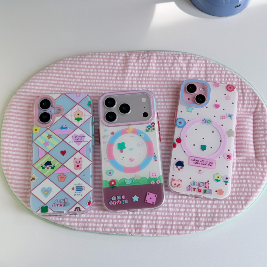 soqstuff (เคสด้าน) เคสโทรศัพท์แม่เหล็ก🤍 พร้อมส่ง💌 ขอบใสพิมพ์ลาย แม่เหล็กแน่น
