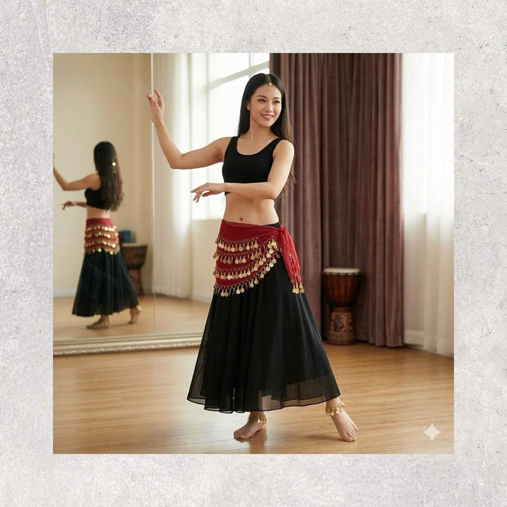 Belly Dance Hip Scarf Coin Belt ผ้าคาดเอวระบำหน้าท้อง ผ้าคาดเอวเหรียญ Belly Dance Costume Dance Hip Scarf