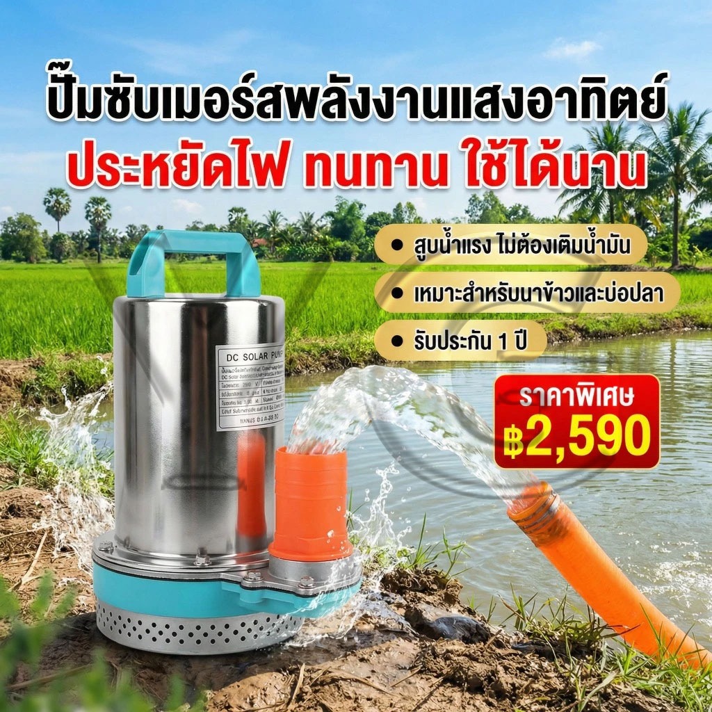 ปั๊มน้ํา  24โวลต์  ปั๊มจุ่ม ปั๊มบ่อปลา  ปั๊มแช่ดูดต่ํา อุปกรณ์ดูดน้ํา