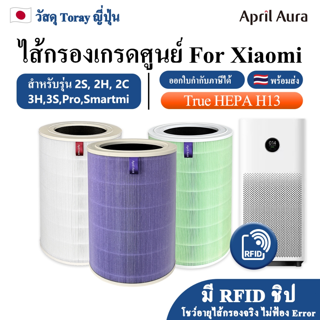[มีชิป RFID] ไส้กรองอากาศ For Xiaomi 2S/3H/3C/Pro เกรดแพทย์ H13 วัสดุญี่ปุ่น (ลดกลิ่น/ภูมิแพ้)