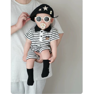 NT Baby - 208 ส่งด่วนกทม 🐻‍❄️ บอดี้สูทโปโลเจ้าหมีสุดคูล รุ่น Mini Polo Bear Romper 🖤🤍บอดี้สูทสไตล์โปโล ใส่แล้วดูแพง