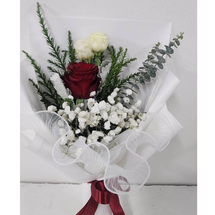 ช่อกุหลาบแดง 1 ดอก ดอกไม้สด เหมาะสำหรับโอกาสพิเศษ สินค้าพร้อมส่ง