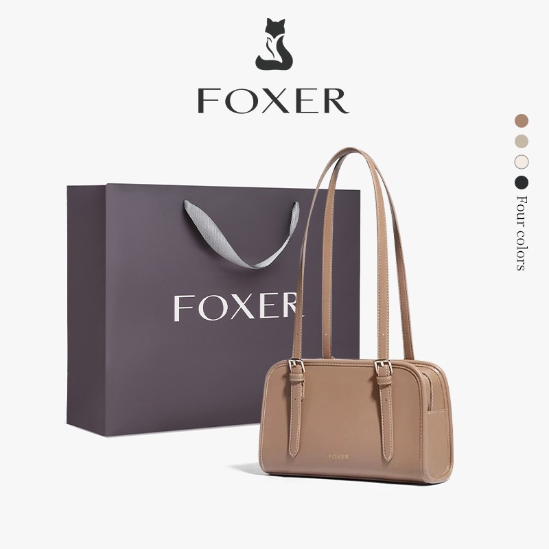 FOXER กระเป๋าสะพายข้าง กระเป๋าถือแฟชั่น จุของได้เยอะ กระเป๋าหนังทรงสี่เหลี่ยม