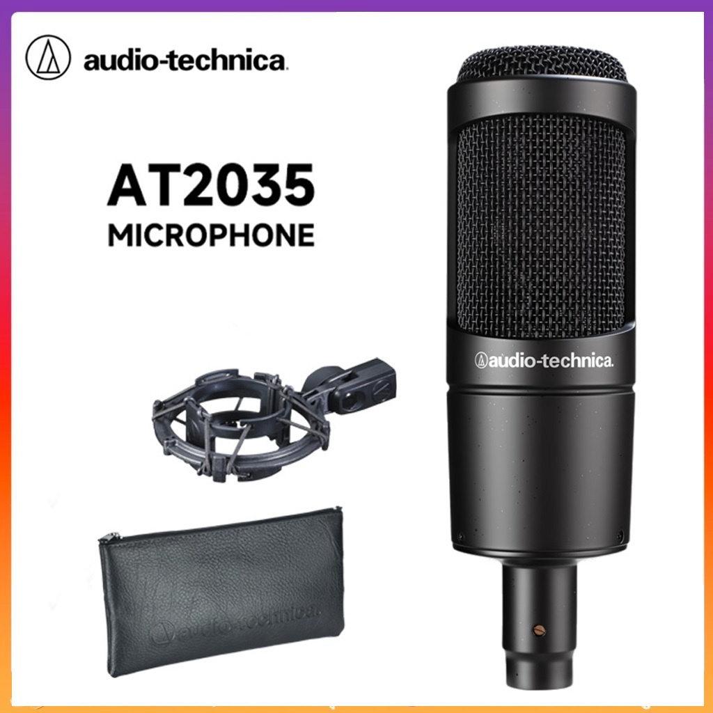【การจัดส่งที่รวดเร็ว】 audio-technica AT2035 ไมโครโฟนคอนเดนเซอร์คาร์ดิโออิดเอาท์พุท XLR เอาท์พุท