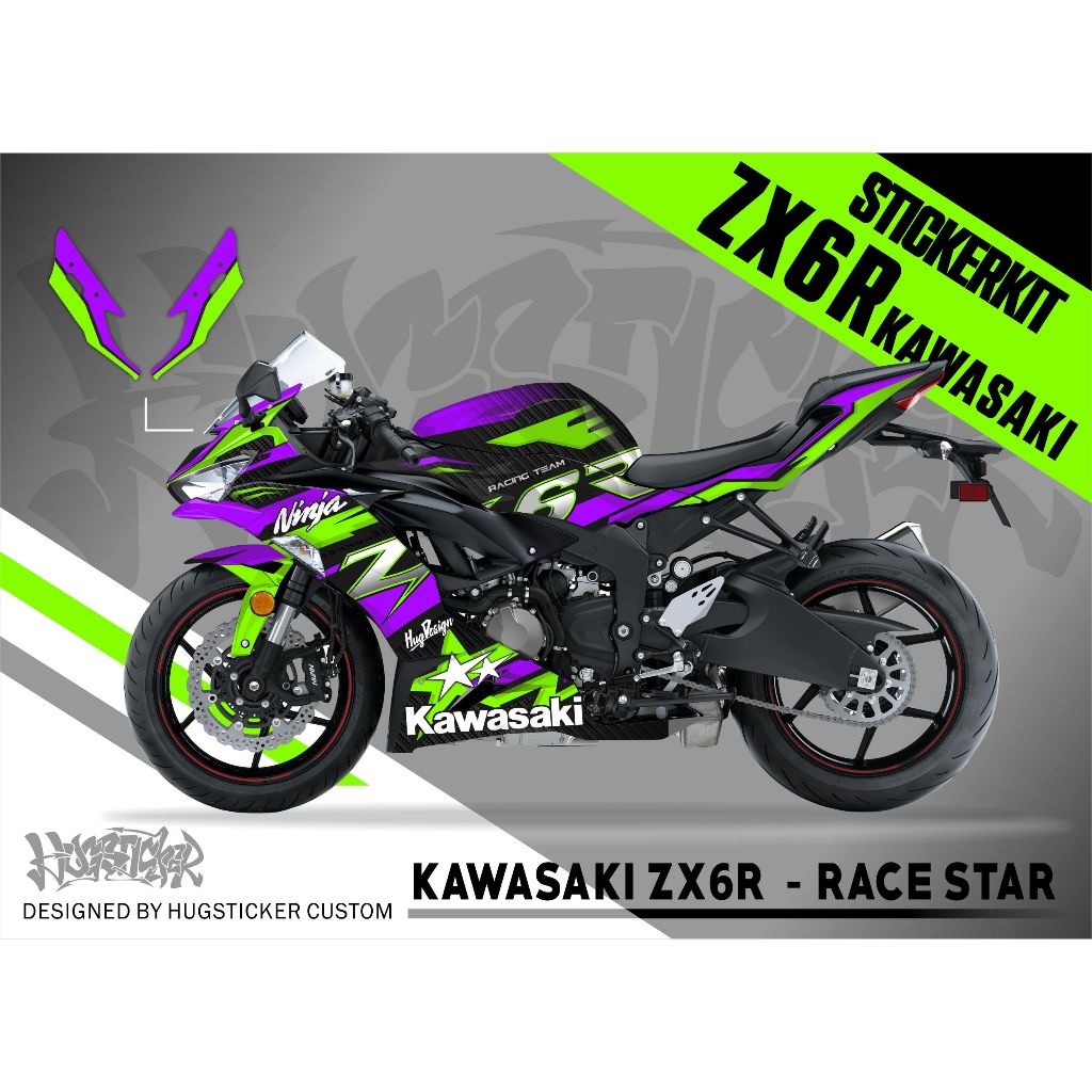 Hugsticker สติ๊กเกอร์ ZX6R ลาย Race Star