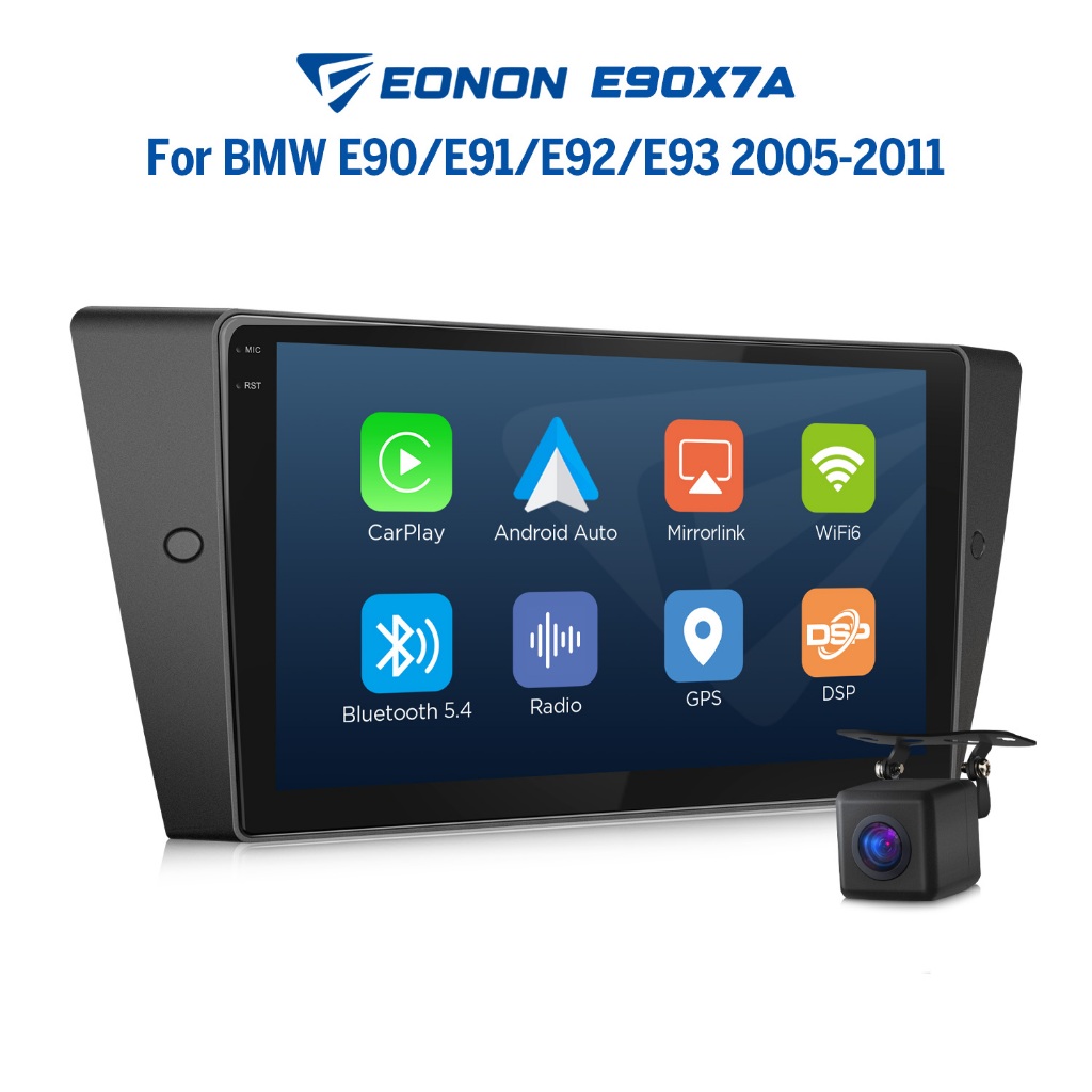 Eonon จอแอนดรอยด์รถยนต์ BMW E90 E92 E93 330i Android 14 Apple CarPlay Android Auto QLED DSP E90X7A